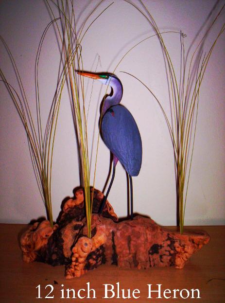 Miniature Blue Heron sculpture