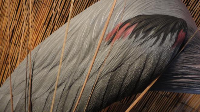 blue heron feather detail Rod Becklund sculpture